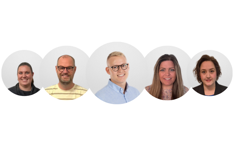 Mød vores lokale audiologer i Region Syddanmark - Louise, Christian, Jonas, Sarah og Janne.
